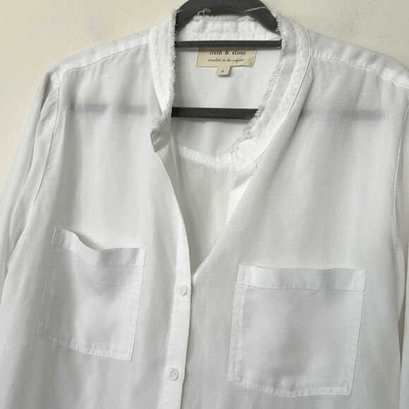 Anthropologie Cloth & Stone White Western Style Shirt Dress L - Picture 2 of 7